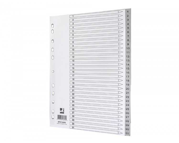 Separador numerico q-connect plastico 1-31 juego de 31 separadores din a4 multitaladro