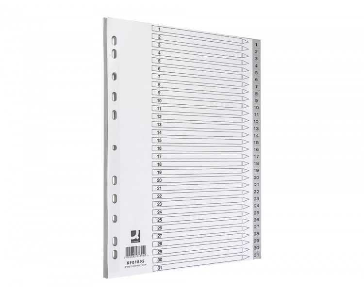 Separador numerico q-connect plastico 1-31 juego de 31 separadores din a4 multitaladro