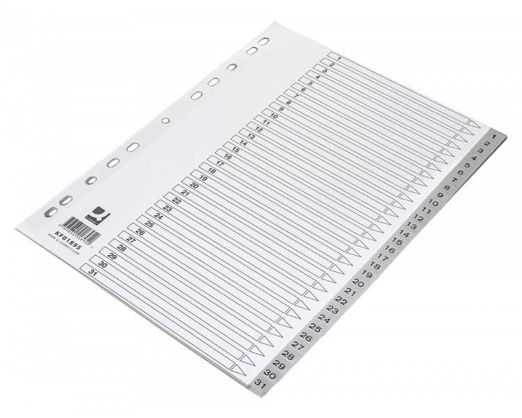 Separador numerico q-connect plastico 1-31 juego de 31 separadores din a4 multitaladro