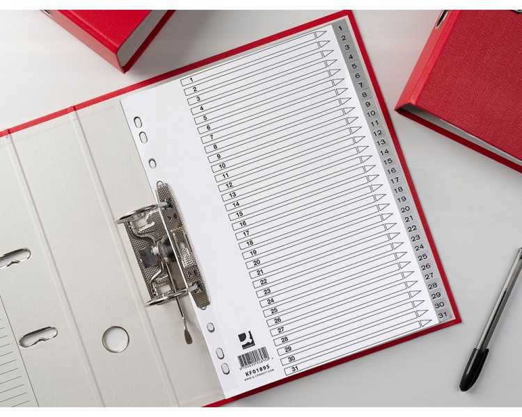 Separador numerico q-connect plastico 1-31 juego de 31 separadores din a4 multitaladro