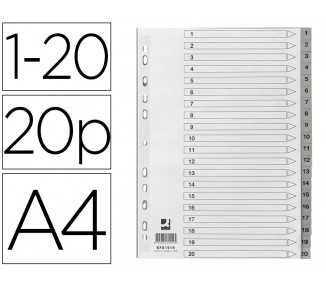 Separador numerico q-connect plastico 1-20 juego de 20 separadores din a4 multitaladro