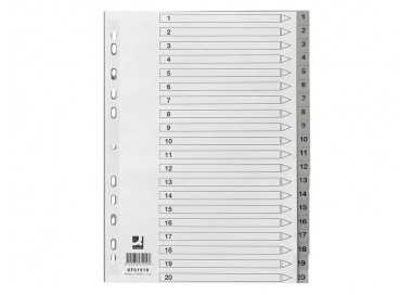 Separador numerico q-connect plastico 1-20 juego de 20 separadores din a4 multitaladro