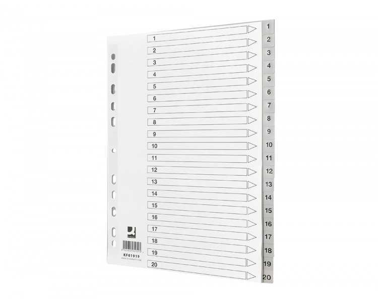 Separador numerico q-connect plastico 1-20 juego de 20 separadores din a4 multitaladro
