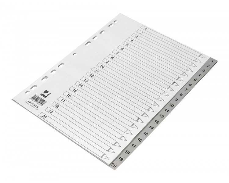 Separador numerico q-connect plastico 1-20 juego de 20 separadores din a4 multitaladro