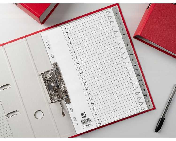 Separador numerico q-connect plastico 1-20 juego de 20 separadores din a4 multitaladro