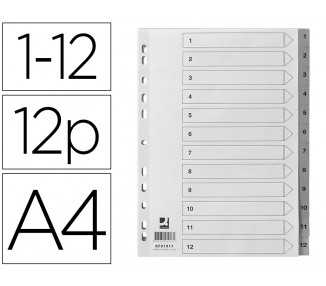Separador numerico q-connect plastico 1-12 juego de 12 separadores din a4 multitaladro