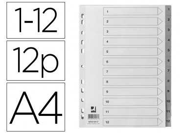 Separador numerico q-connect plastico 1-12 juego de 12 separadores din a4 multitaladro