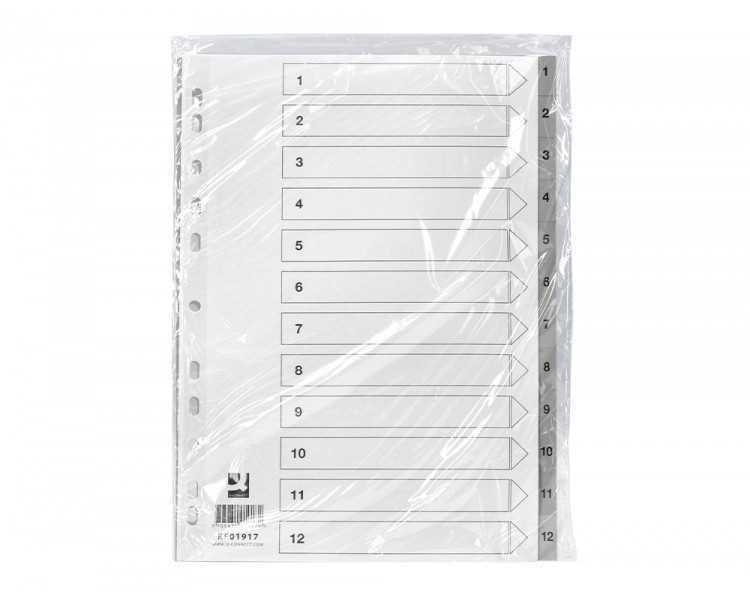 Separador numerico q-connect plastico 1-12 juego de 12 separadores din a4 multitaladro