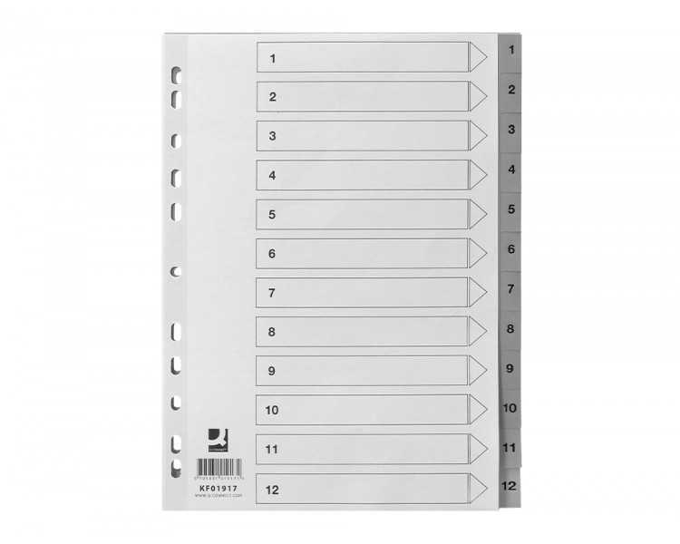 Separador numerico q-connect plastico 1-12 juego de 12 separadores din a4 multitaladro