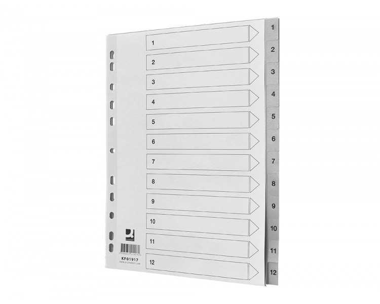 Separador numerico q-connect plastico 1-12 juego de 12 separadores din a4 multitaladro