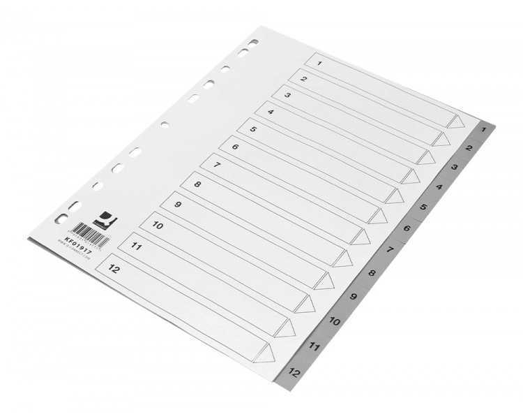 Separador numerico q-connect plastico 1-12 juego de 12 separadores din a4 multitaladro
