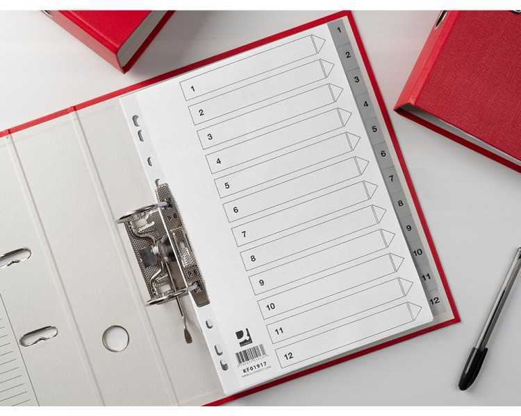 Separador numerico q-connect plastico 1-12 juego de 12 separadores din a4 multitaladro