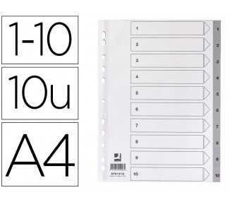 Separador numerico q-connect plastico 1-10 juego de 10 separadores din a4 multitaladro
