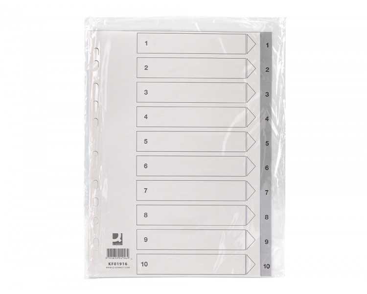 Separador numerico q-connect plastico 1-10 juego de 10 separadores din a4 multitaladro
