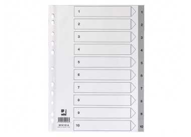 Separador numerico q-connect plastico 1-10 juego de 10 separadores din a4 multitaladro