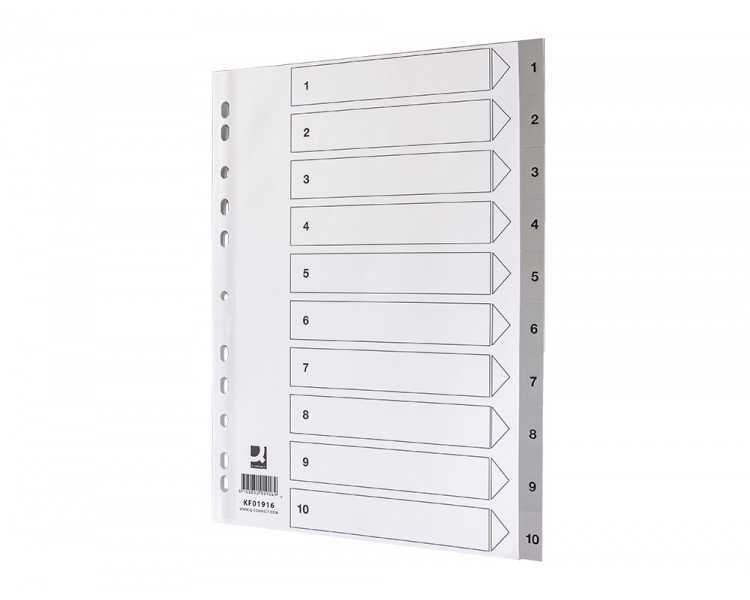 Separador numerico q-connect plastico 1-10 juego de 10 separadores din a4 multitaladro