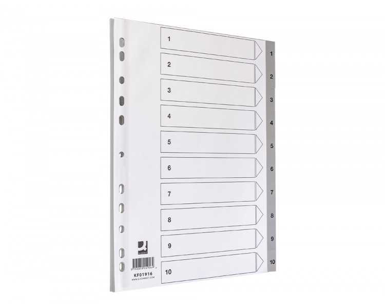 Separador numerico q-connect plastico 1-10 juego de 10 separadores din a4 multitaladro