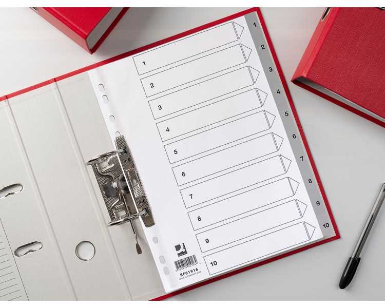 Separador numerico q-connect plastico 1-10 juego de 10 separadores din a4 multitaladro