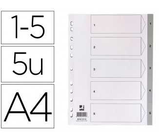 Separador numerico q-connect plastico 1-5 juego de 5 separadores din a4 multitaladro