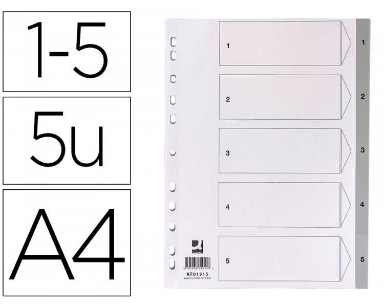 Separador numerico q-connect plastico 1-5 juego de 5 separadores din a4 multitaladro