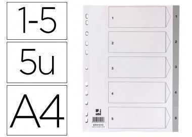 Separador numerico q-connect plastico 1-5 juego de 5 separadores din a4 multitaladro