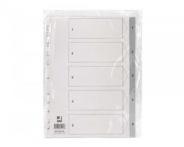 Separador numerico q-connect plastico 1-5 juego de 5 separadores din a4 multitaladro
