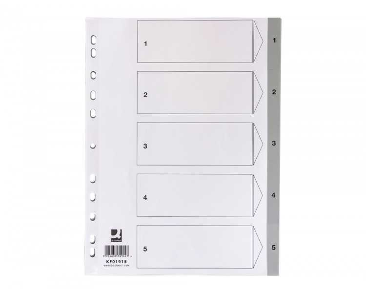 Separador numerico q-connect plastico 1-5 juego de 5 separadores din a4 multitaladro