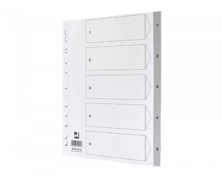 Separador numerico q-connect plastico 1-5 juego de 5 separadores din a4 multitaladro