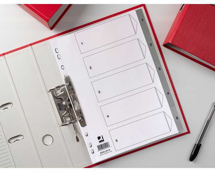 Separador numerico q-connect plastico 1-5 juego de 5 separadores din a4 multitaladro