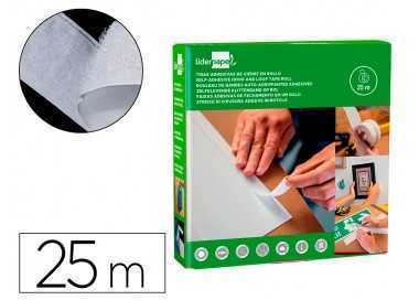 Cinta de cierre adhesiva liderpapel velcro blanco 20mm x 25m