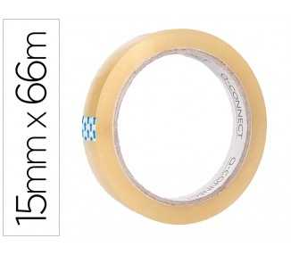 Cinta adhesiva q-connect transparente 66 mt x 15 mm
