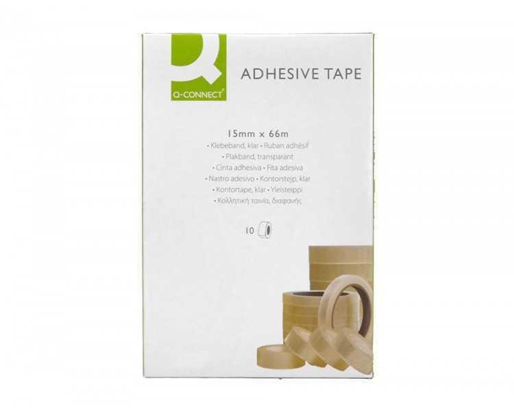 Cinta adhesiva q-connect transparente 66 mt x 15 mm