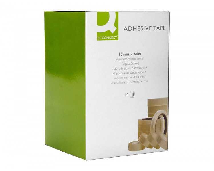 Cinta adhesiva q-connect transparente 66 mt x 15 mm