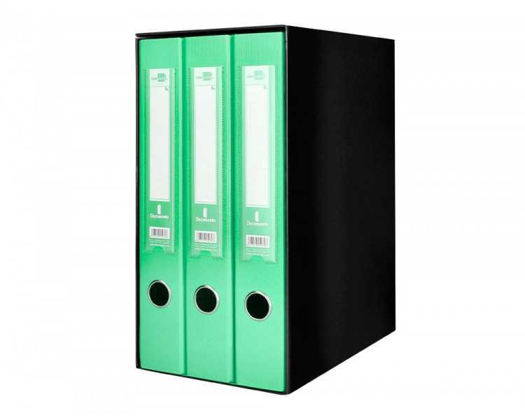 Modulo liderpapel 3 archivadores folio 2 anillas mecanismo de palanca 52mm verde pastel