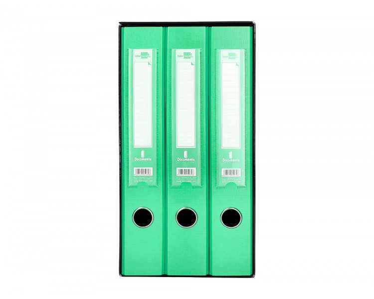 Modulo liderpapel 3 archivadores folio 2 anillas mecanismo de palanca 52mm verde pastel
