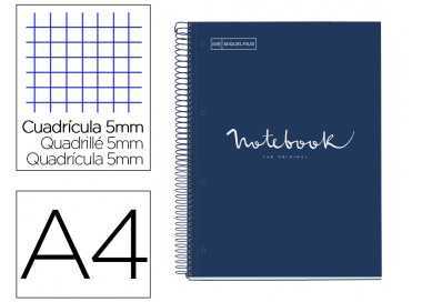 Cuaderno espiral miquelrius notebook 1 emotions tapa forrada din a4 microperforado 80 hojas 90g/m2 cuadro 5 mm