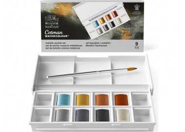 Acuarela winsor&newton caja metalica bolsillo con 8 colores metalicos + pincel
