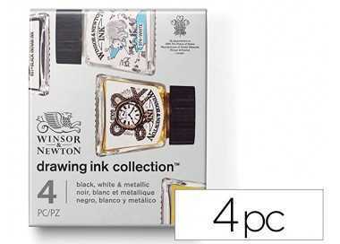 Tinta caligrafica winsor&newton set de 4 botes colores metalicos 14 ml