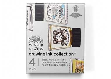 Tinta caligrafica winsor&newton set de 4 botes colores metalicos 14 ml
