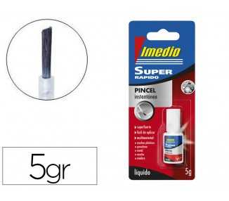 Pegamento imedio super rapido adhesivo instantaneo pincel bote de 5 gr