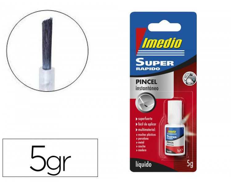 Pegamento imedio super rapido adhesivo instantaneo pincel bote de 5 gr