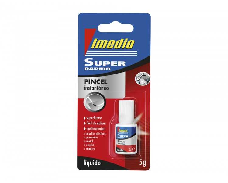 Pegamento imedio super rapido adhesivo instantaneo pincel bote de 5 gr