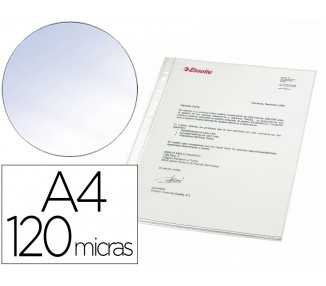 Funda multitaladro esselte din a4 polipropileno cristal 120 mc caja de 100 unidades