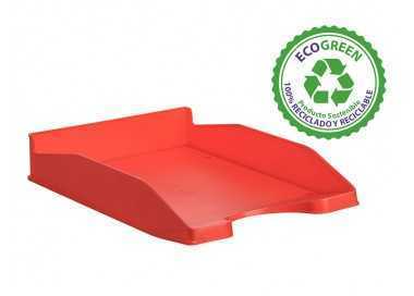 Bandeja sobremesa archivo 2000 ecogreen plastico 100% reciclada apilable formatos din a4 y folio color rojo