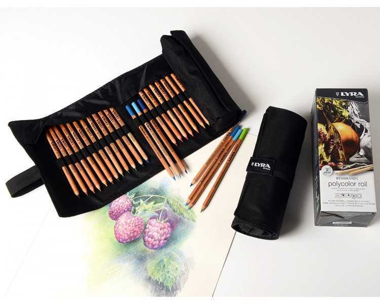 Lapices de colores lyra rembrandt polycolor 24 colores surtidos en estuche de tela enrollable