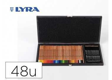 Lapices de colores lyra rembrandt polycolor 36 olores surtidos + 12 lapices de grafito en maletin de madera