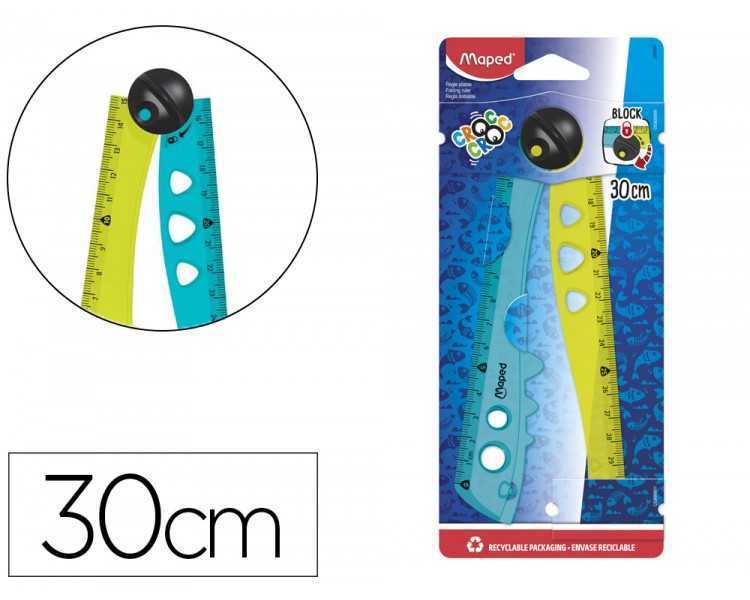 Regla maped plastico plegable croc croc blister de 1 unidad 15 cm + 1 unidad 30 cm