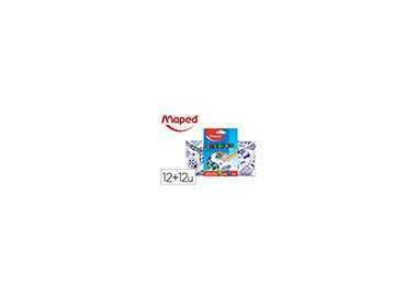 Set para colorear maped 12 rotuladores + 12 lapices colores surtidos Set para colorear maped 12 rotuladores + 12 lapices colores surtidos