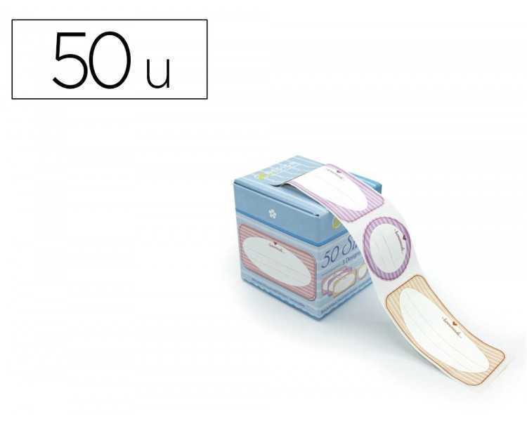 Etiqueta adhesiva avery removible para botes regalos y decoraciones 6 modelos 2 medidas rollo de 50 unidades