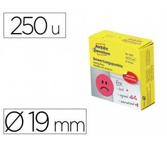 Etiqueta adhesiva avery smile rojo triste 19 mm rollo de 250 unidades